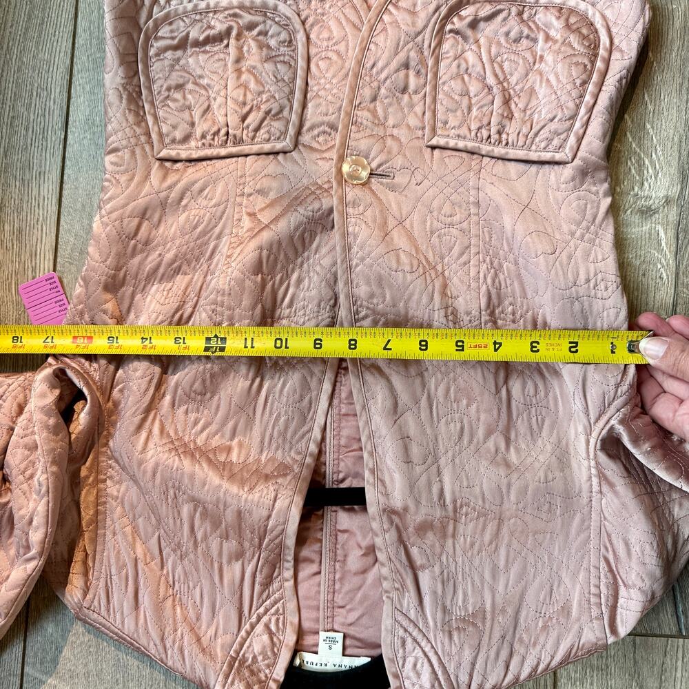 Banana Republic Silk Quilted Jacket Womens Small Blush Pink Lightweight Blazer - Picture 9 of 9